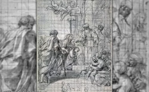 Anton Raphael Mengs, “Presentazione della Vergine al Tempio”. Disegno preparatorio per il dipinto oggi distrutto. (Museo del Louvre)