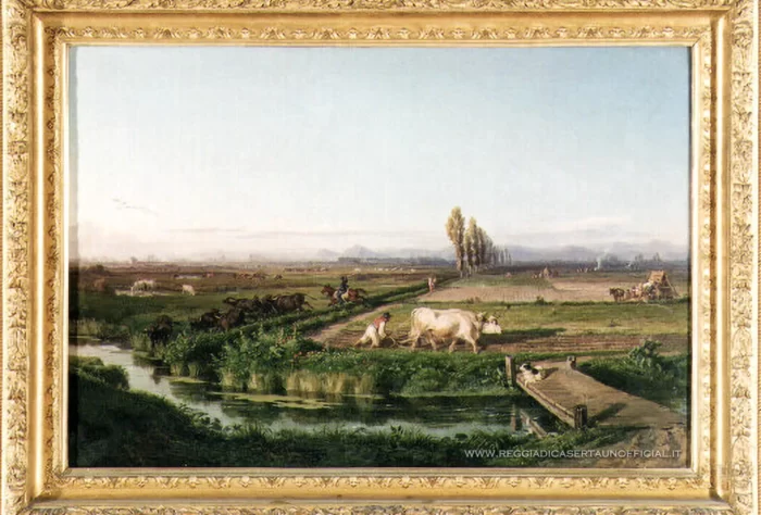 Filippo Palizzi - Il Real sito di Carditello. scena campestre con figure - 1851