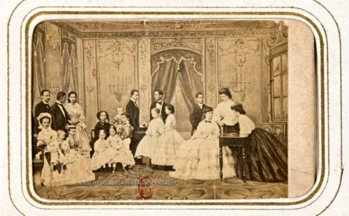 Fotografia vintage della famiglia reale di Re Francesco II di Borbone Due Sicilie