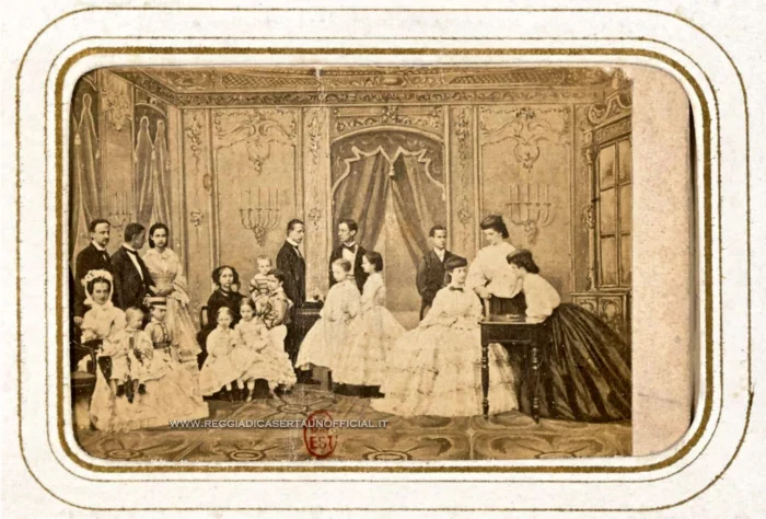 Fotografia vintage della famiglia reale di Re Francesco II di Borbone Due Sicilie
