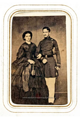 Fotografia vintage di Francesco II di Borbone con Maria Sofia di Baviera