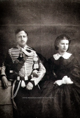Fotografia vintage di Maria Sofia di Baviera con francesco ii