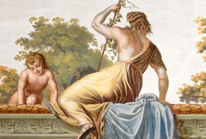 Reggia di Caserta - Anticamera di Re Francesco II - affresco del soffitto, dettaglio 3
