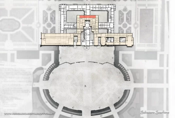 confronto piante senza cour - dimensioni è piu grande la Reggia di Caserta o quella di versailles