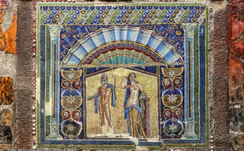 ercolano parco archeologico - Casa di Nettuno e Anfitride - mosaico in pasta vitrea
