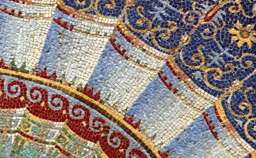 ercolano parco archeologico - Casa di Nettuno e Anfitride - mosaico in pasta vitrea - dettaglio