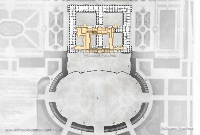 fotomontaggio pianta buckingham vs caserta su mappa
