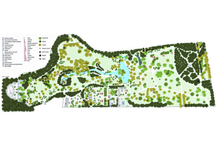 pianta attuale del giardino inglese della Reggia di Caserta - (Current map of the English garden of the Royal Palace of Caserta)