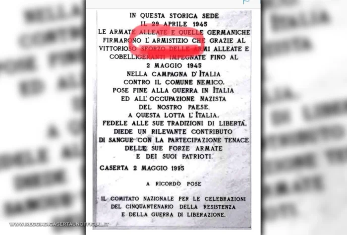 lapide del falso armistizio della resa di caserta