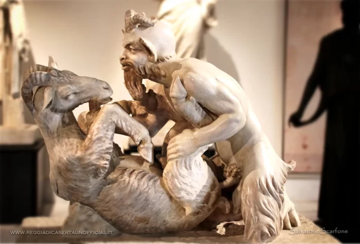 museo archeologico di napoli - reperti archeologici di pompei ed eroclano - gabinetto segreto - scultura di pan e capra