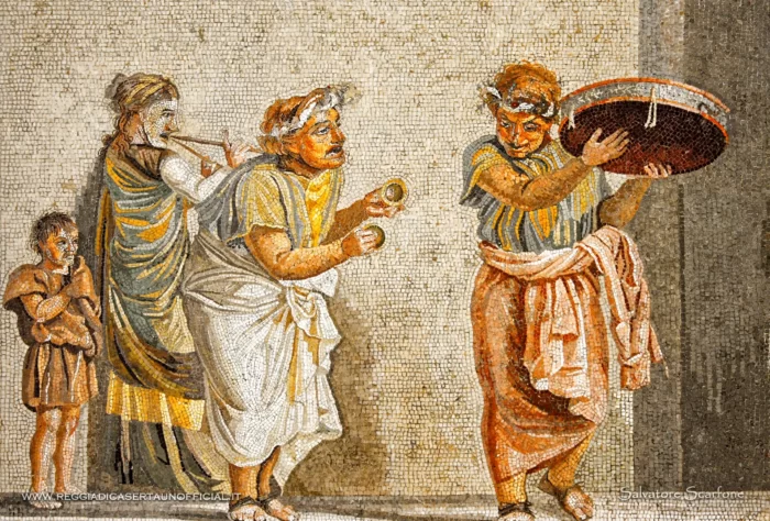 museo archeologico di napoli - reperti di pompei - mosaico dei musici ambulanti