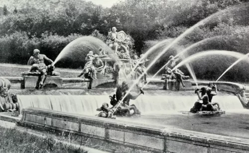 parco della Reggia di Caserta fontana di cerere foto vintage getti acqua potenti max 1924