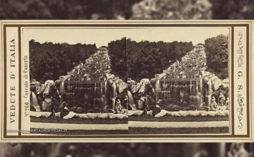 parco della Reggia di Caserta fontana diana e atteone foto antica vintage del 1865 circa