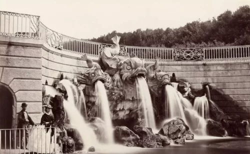 parco della Reggia di Caserta fontana fontane dei delfini foto vintage giorgio sommer