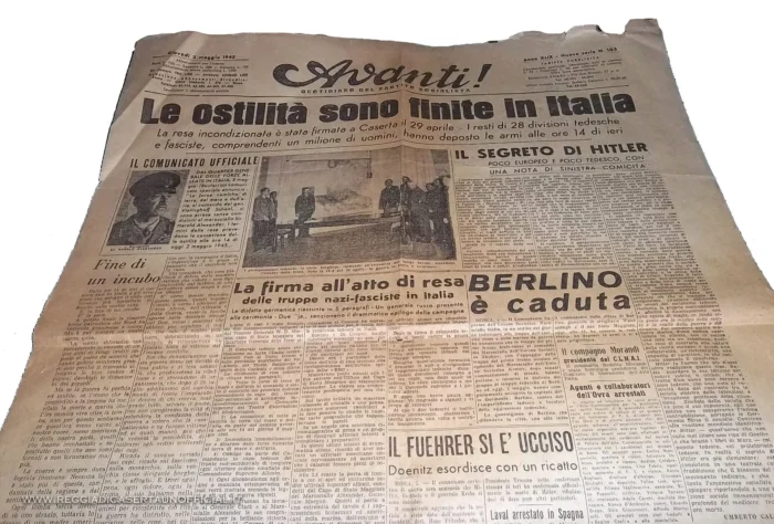 quotidiano avanti che da notizia della resa di caserta 3 maggio 1945