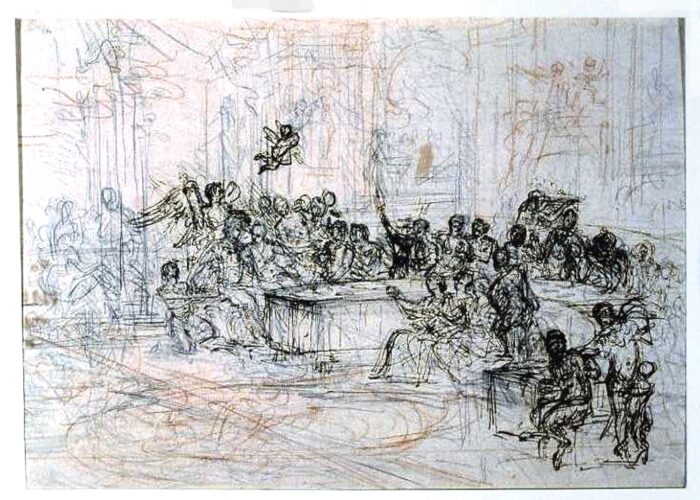 reggia caserta disegno vanvitelli nozze peleo e teti - (ENG: royal palace caserta vanvitelli drawing peleus and tetis wedding )