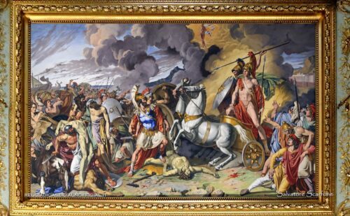 Reggia di Caserta anticamera dei baroni sala di marte - soffitto affresco stile impero 3