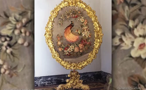 Reggia di Caserta bagno della stanza da letto di re francesco arredi parafuoco neobarocco dorato