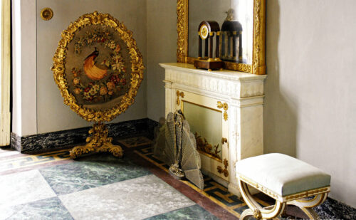 reggia di caserta bagno della stanza da letto di re francesco ii stile impero arredi caminetto parafuoco