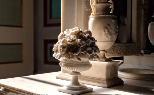 Reggia di Caserta bagno della stanza da letto di re francesco ii stile impero arredi toilette di mamro dettaglio