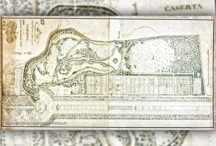 Reggia di Caserta giardino inglese pianta mappa fine 700 primi 800