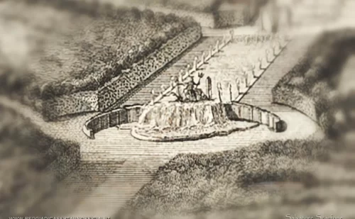 Il progetto originale della fontana con la Reggia di Nettuno