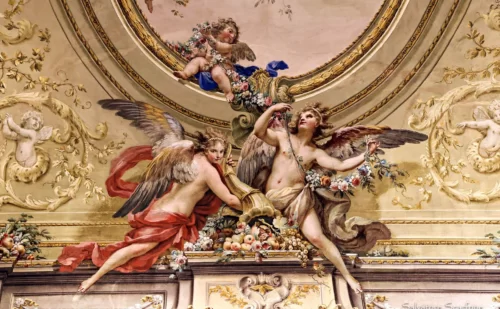 Reggia di Caserta sala delle dame affresco dettaglio 2