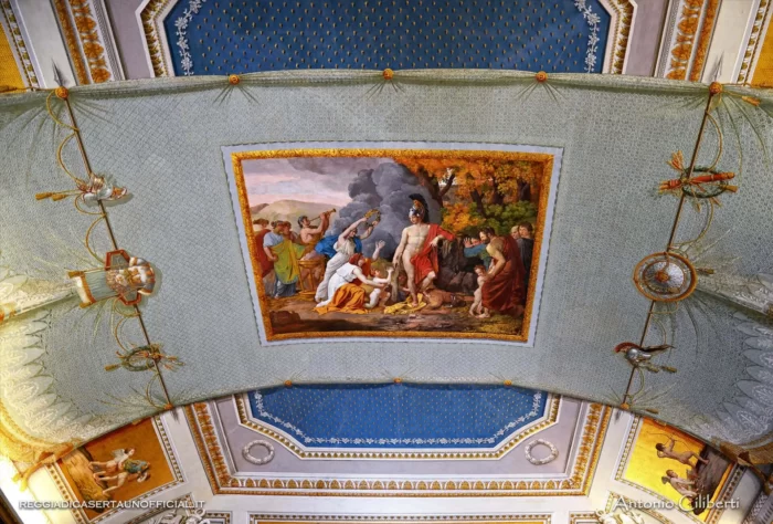 Reggia di Caserta stanza da letto di re francesco ii affresco stile impero