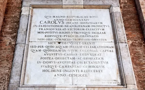 Reggia di Caserta unofficial - acquedotto carolino targa commemorativa re carlo iii di borbone