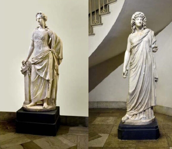 Le statue antiche delle Biblioteca oggi sono in un ufficio pubblico