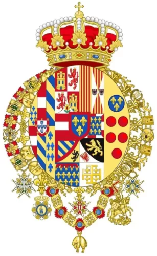 stemma dei borbone, autori della reggia di caserta. Coat of arms of the bourbon, crator of the Royal Palace of Caserta
