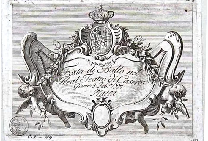 teatro di corte della Reggia di Caserta - biglietti di invito per festa da ballo