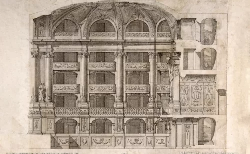 teatro di corte della Reggia di Caserta - progetto originale del teatro . sezione