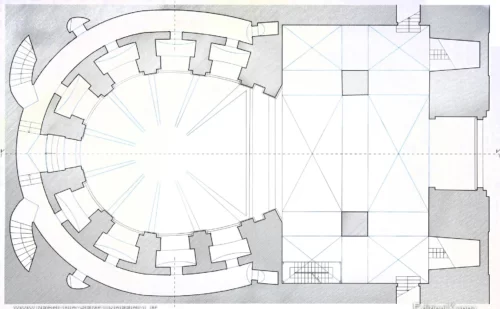 teatro di corte della Reggia di Caserta - progetto - rilievo della pianta