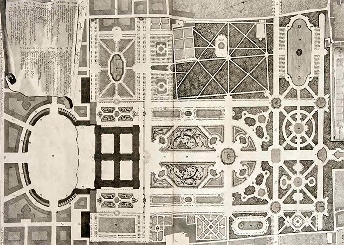 Progetto del Parco Reale della Reggia di Caserta tratto dalla Dichiarazione dei Disegni di Luigi Vanvitelli. Storia del Parco - (Project of the Royal Park of the Royal Palace of Caserta taken from the Declaration of Drawings by Luigi Vanvitelli. History of the Park)