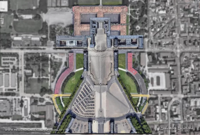 vista dall'alto - dimensioni è piu grande la Reggia di Caserta o quella di versailles